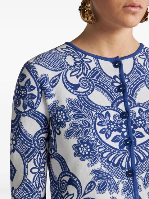 ETRO paisley-intarsia cardigan - Blue - zdjęcie produktu nr 2