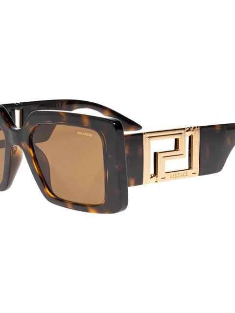 Versace Eyewear Greca-detail rectangle-frame sunglasses - Brown - zdjęcie produktu nr 2