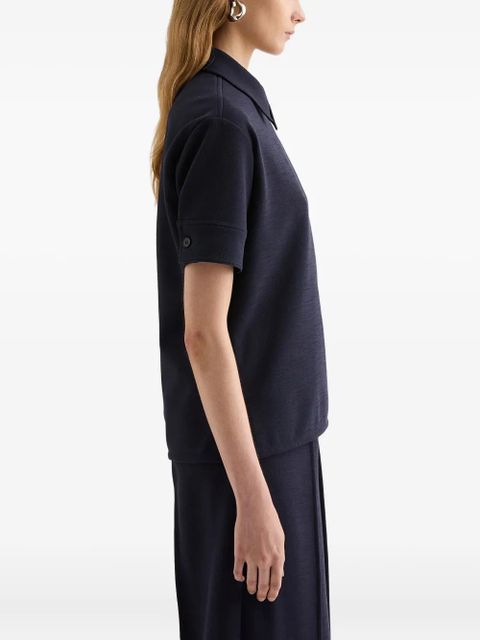 Jil Sander embroidered-logo zip polo shirt - Blue - zdjęcie produktu nr 2