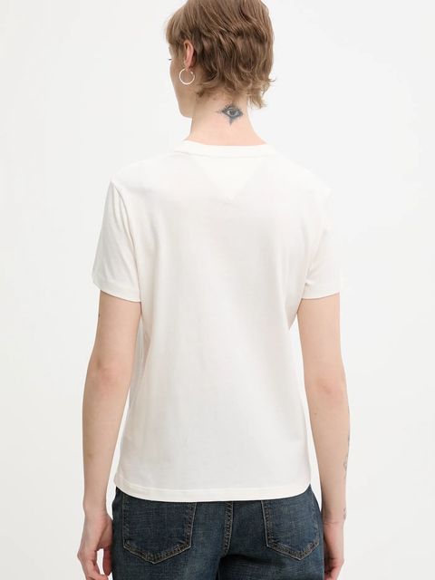 Tommy Jeans t-shirt bawełniany damski kolor beżowy DW0DW21965 - zdjęcie produktu nr 2