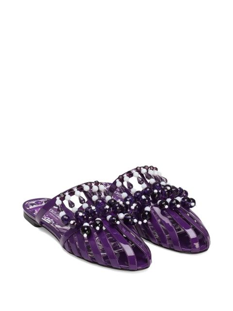 Dolce & Gabbana bead-embellished mules - Purple