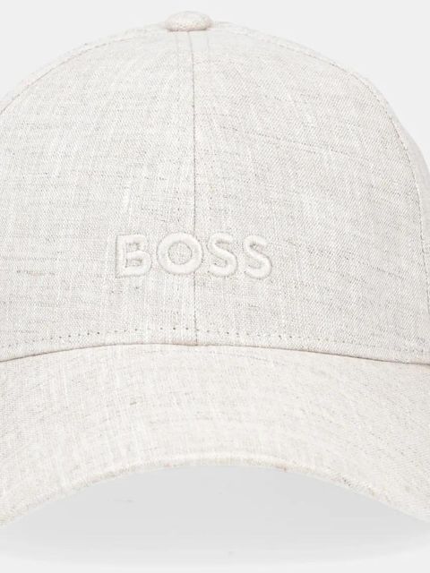 BOSS czapka z daszkiem lniana kolor beżowy gładka 50539507 - zdjęcie produktu nr 2