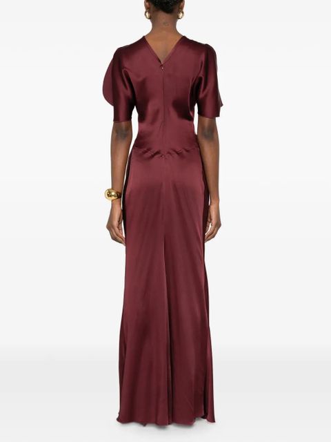 Victoria Beckham ruched short sleeve dress - Red