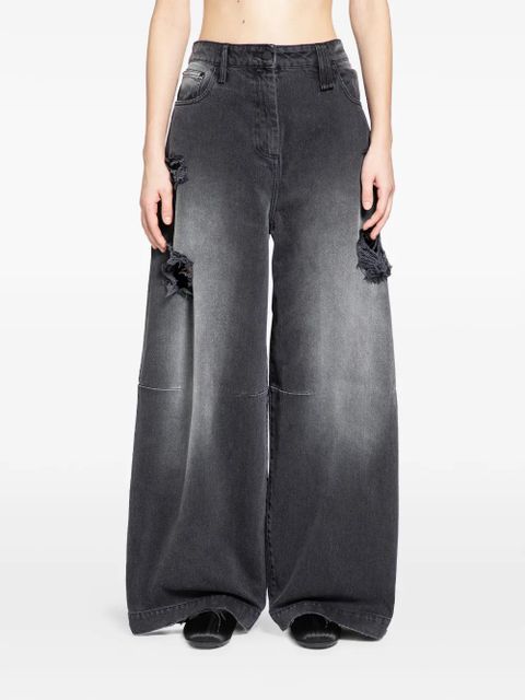 Simone Rocha distressed wide-leg jeans - Grey - zdjęcie produktu nr 1