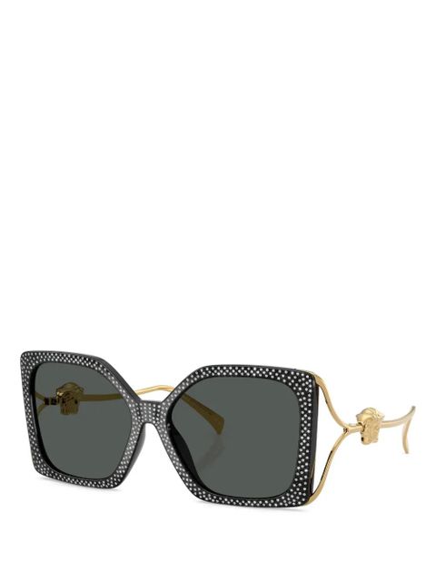 Versace Eyewear crystal-embellished square-frame sunglasses - Black