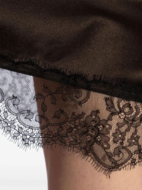 The Attico asymmetric slip mini dress - Brown