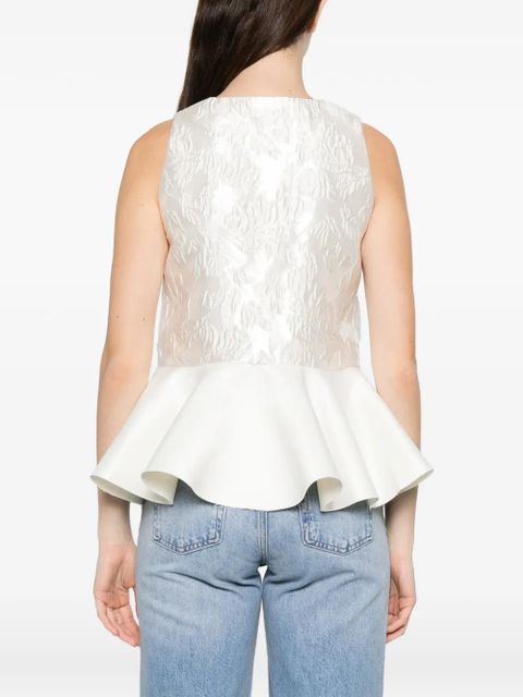 GANNI satin cloque peplum top - White