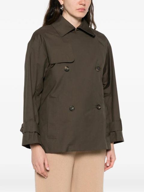 Max Mara logo-patch double-breasted coat - Green