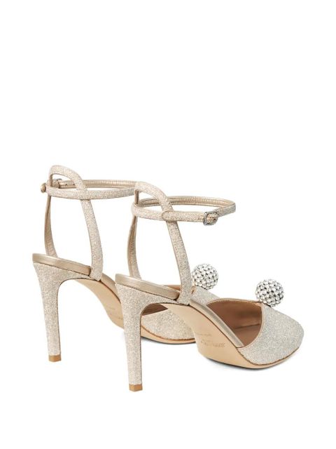 Jimmy Choo 85mm crystal embellished sandals - Gold
