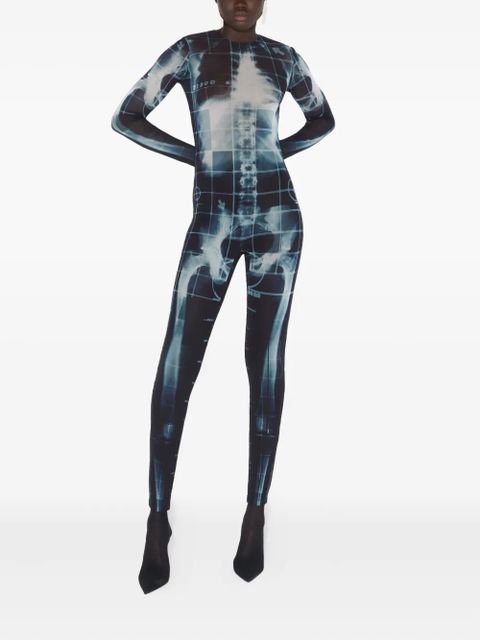 Jean Paul Gaultier crew-neck printed jumpsuit - Black