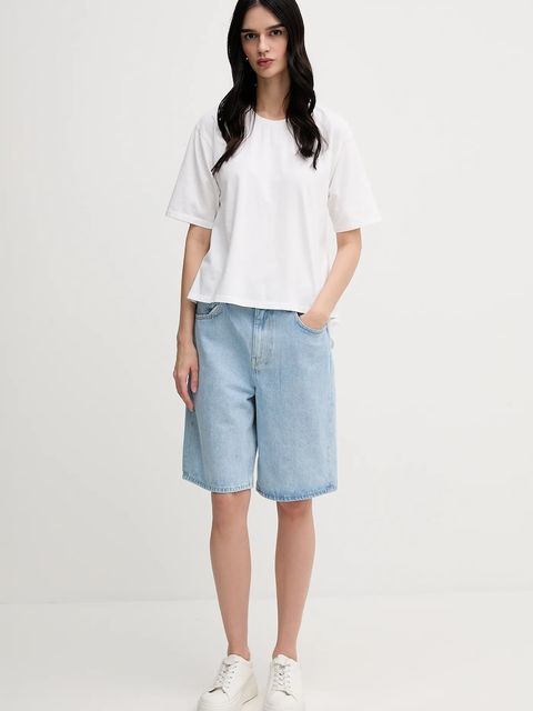 Sisley t-shirt bawełniany damski kolor beżowy 3F1QL107K