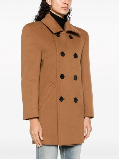 Saint Laurent double-breasted wool coat - Brown