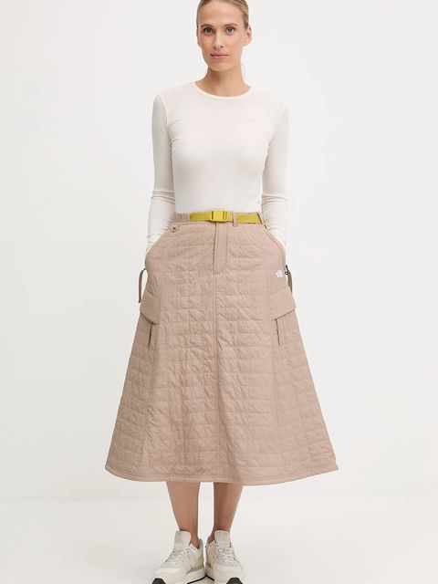 The North Face spódnica Quilted Volume kolor beżowy midi rozkloszowana NF0A8E7BBOX1