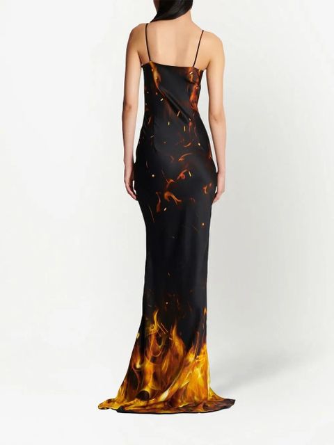 Balmain fire-print maxi dress - Black