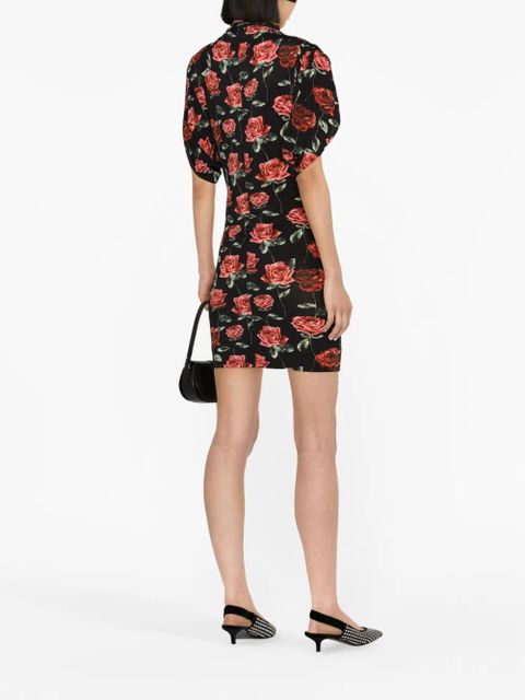 Magda Butrym floral-print mock-neck minidress - Black