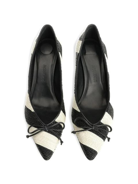 Jacquemus Tourni striped bow pumps - Black