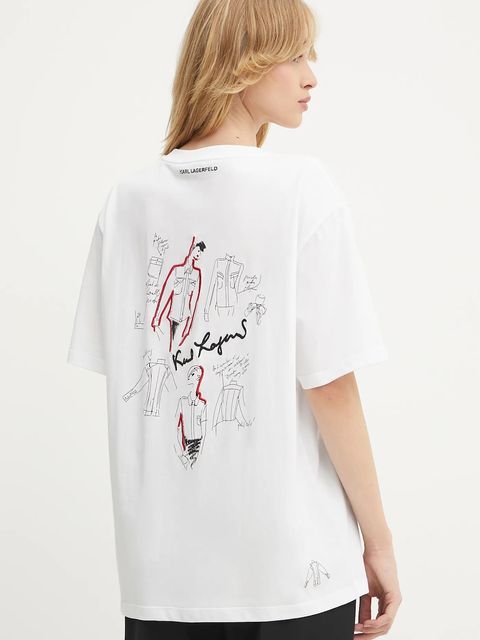 Karl Lagerfeld t-shirt bawełniany damski kolor biały A3W17100 - zdjęcie produktu nr 2