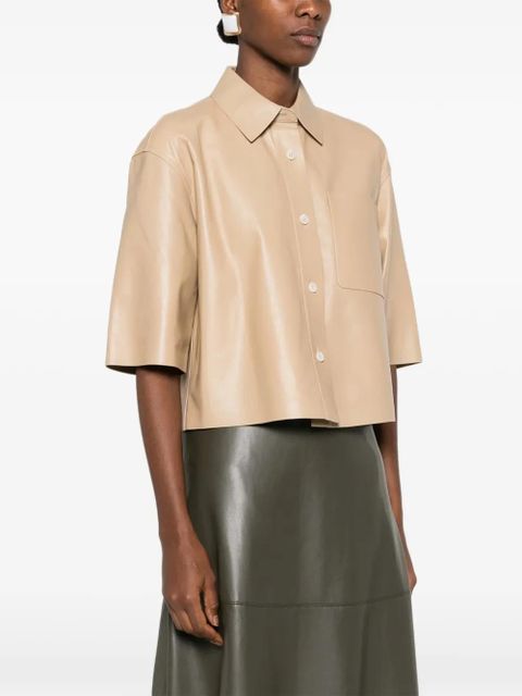 Max Mara Arcella cropped leather jacket - Neutrals