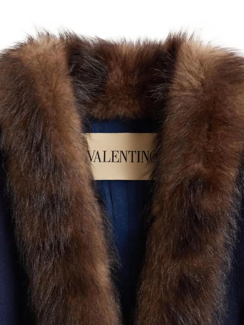 Valentino Garavani fur-trimmed crepe blazer - Blue