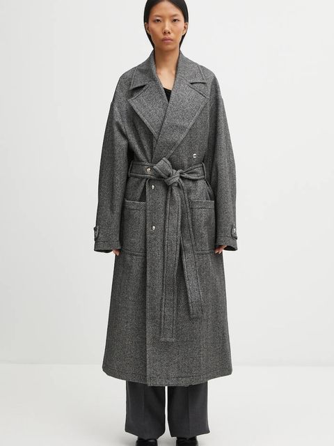 Fiorucci płaszcz z dodatkiem wełny Herringbone Maxi - zdjęcie produktu nr 1