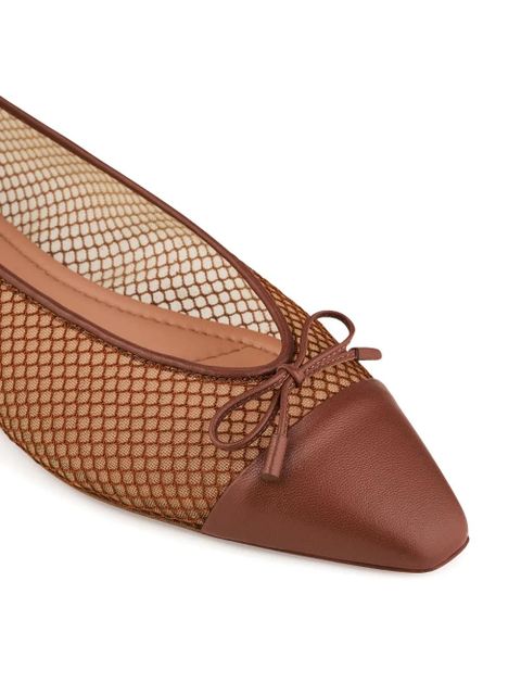 Aquazzura Gioia mesh-panelled bow flats - Brown