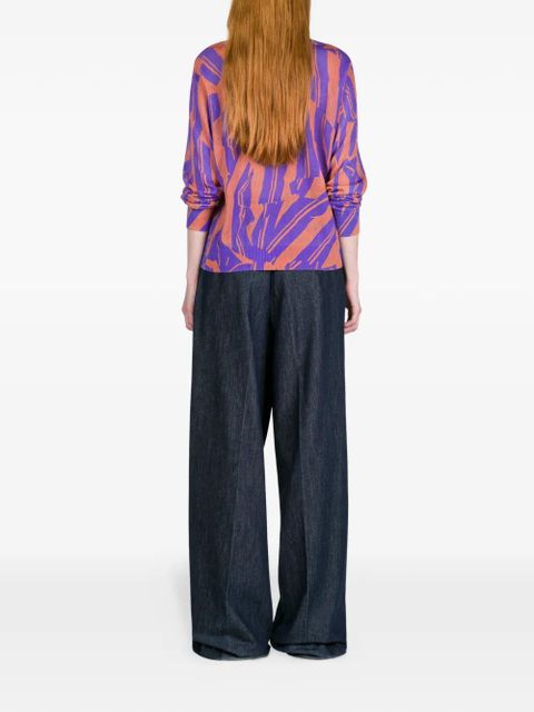 DRIES VAN NOTEN printed cotton sweater - Purple