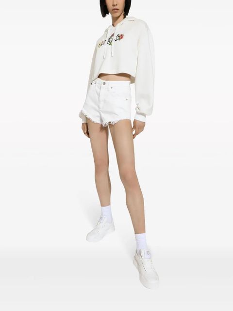 Dolce & Gabbana floral-logo cropped hoodie - White - zdjęcie produktu nr 2