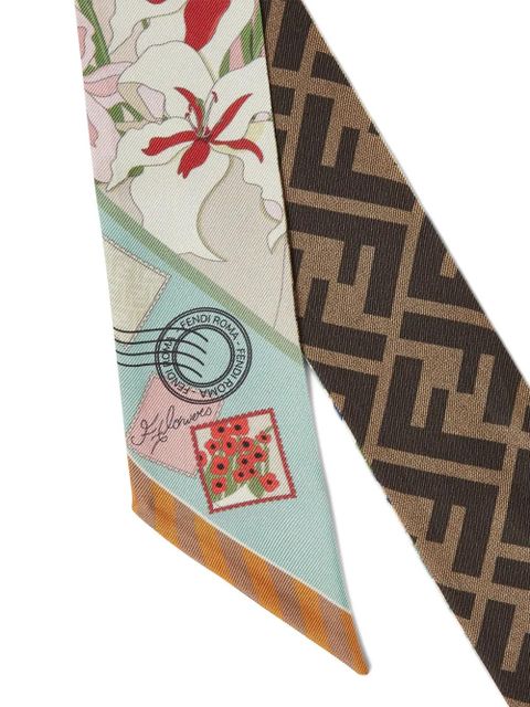FENDI Wrappy floral-print scarf - Brown - zdjęcie produktu nr 2