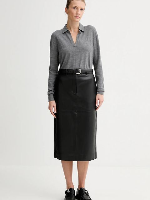 Calvin Klein spódnica kolor czarny midi prosta LV044D651G