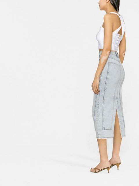 Balmain cropped geometric-panelled top - White