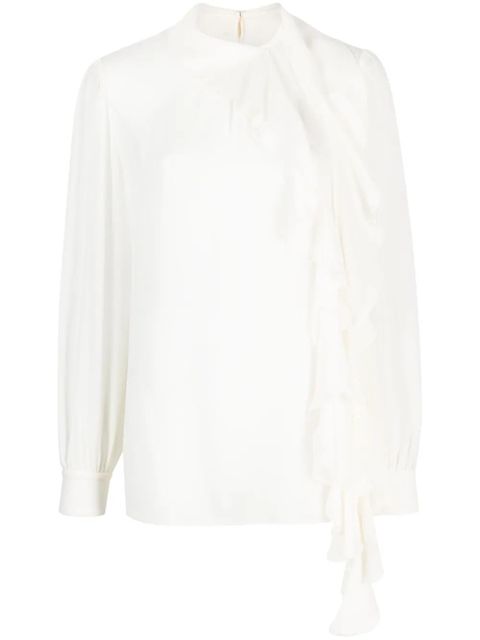 Dolce & Gabbana frilled-trim silk blouse - White - zdjęcie produktu nr 1