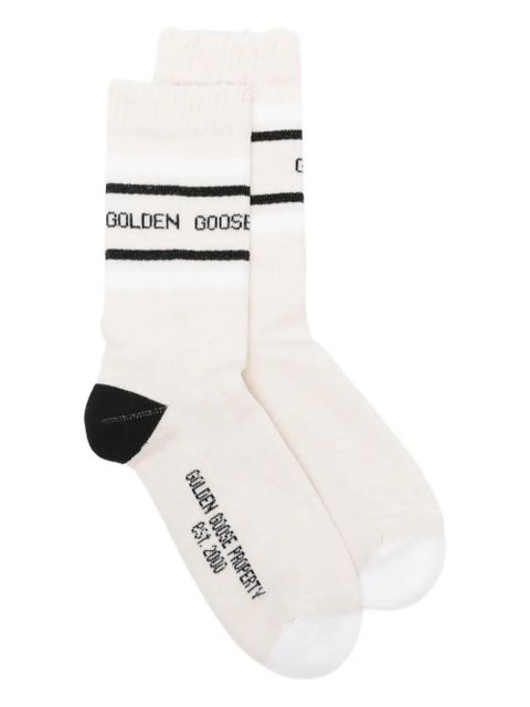 Golden Goose stripes logo socks - Neutrals - zdjęcie produktu nr 1