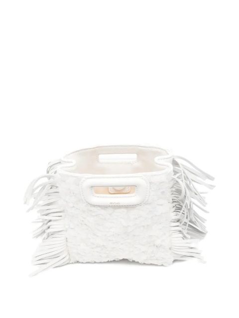 Maje fringe sequin mini bag - White