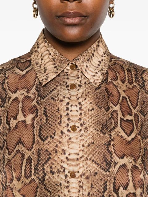 ZIMMERMANN snakeskin-print long-sleeve shirt - Neutrals