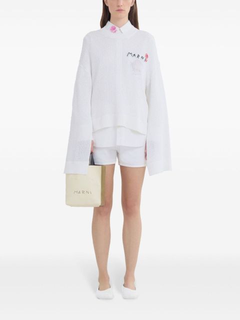 Marni Museo mending-logo leather tote bag - Neutrals