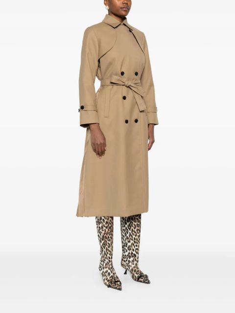 SANDRO double-breasted belted trench coat - Brown