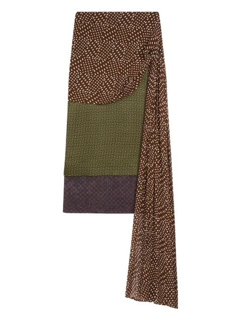 DRIES VAN NOTEN draped silk-satin midi skirt - Green - zdjęcie produktu nr 1