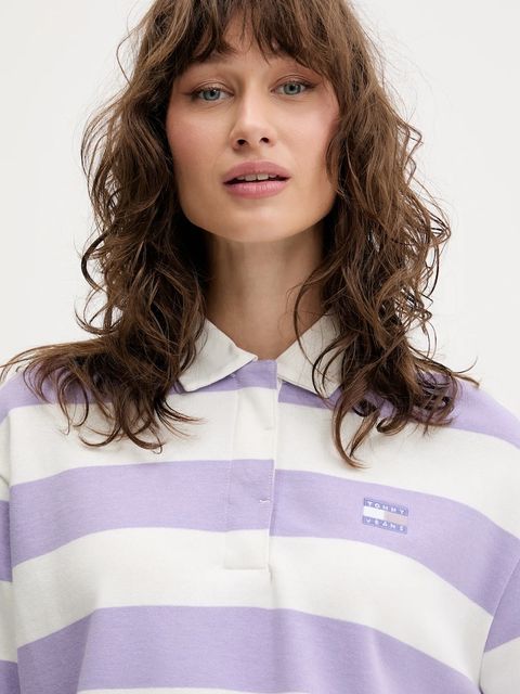 Tommy Jeans bluza bawełniana damska kolor fioletowy wzorzysta DW0DW20948