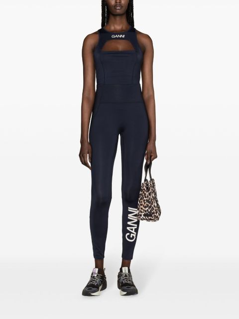 GANNI Active logo-print tank top - Blue