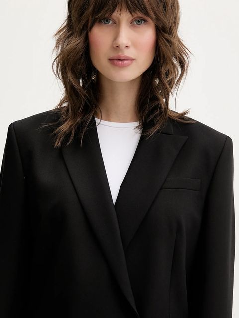 HUGO marynarka kolor czarny dwurzędowa gładka 50547195