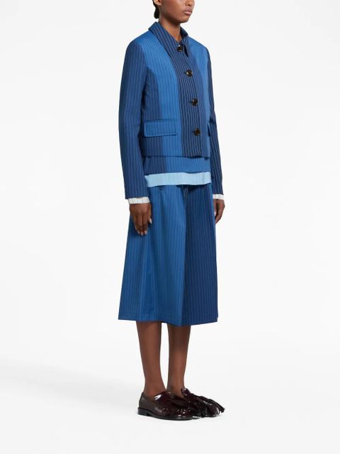 Marni pinstripe-pattern virgin wool jacket - Blue