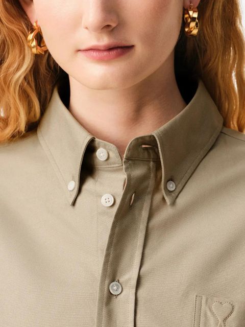 AMI Paris embossed cropped shirt - Neutrals