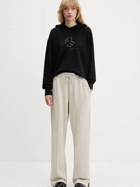 Karl Lagerfeld Jeans bluza bawełniana damska kolor czarny z kapturem z nadrukiem A4W20004