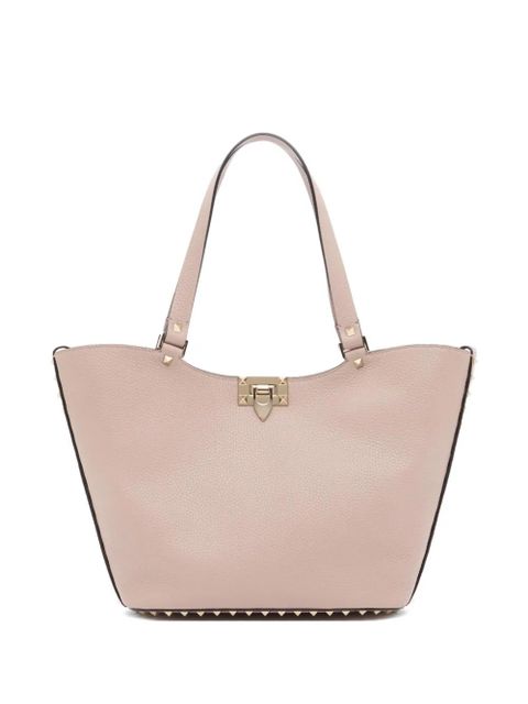 Valentino Garavani Rockstud small shopping bag in grainy calfskin - Pink - zdjęcie produktu nr 1
