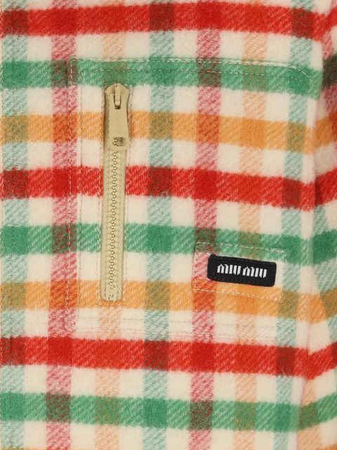 Miu Miu check-pattern fleece jacket - Neutrals