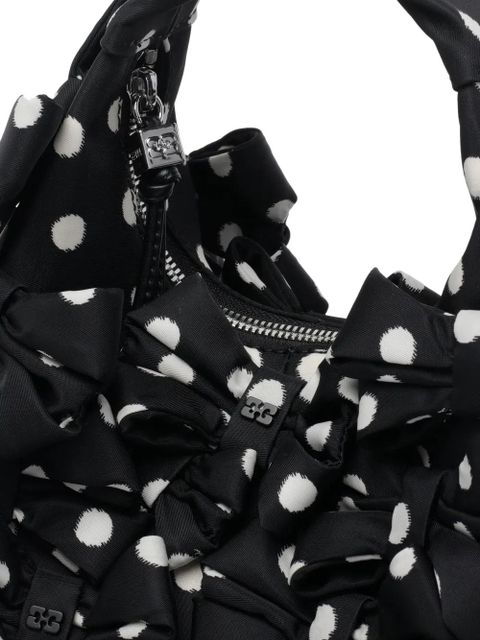 GANNI mini bow polka dot clutch bag - Black