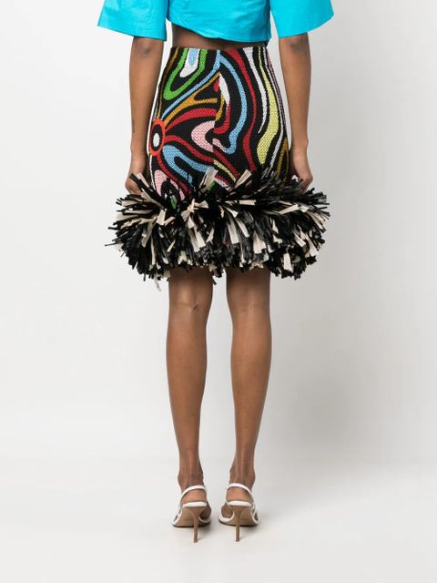 PUCCI Marmo-print fringed-edge skirt - Black