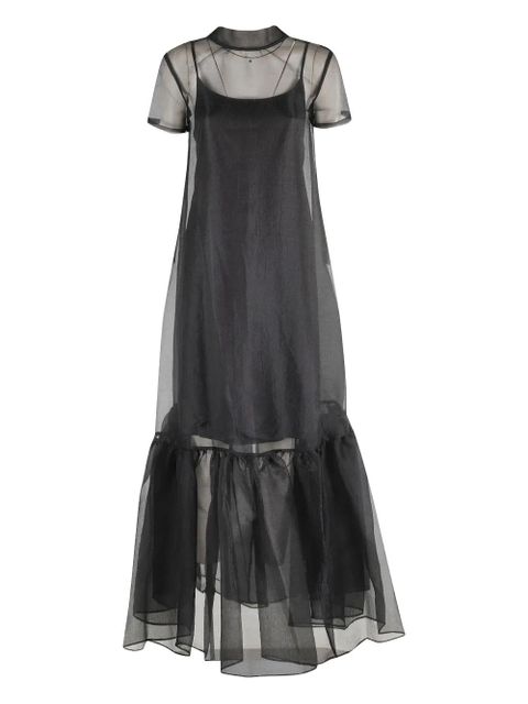 STAUD sheer ruffled maxi dress - Black - zdjęcie produktu nr 1