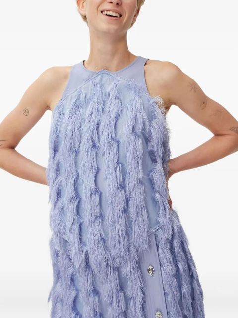 GANNI fringe mesh skirt - Purple