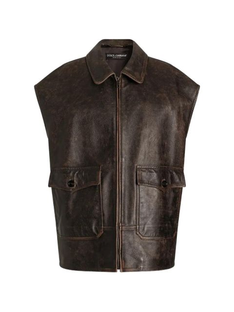 Dolce & Gabbana bull-leather vest - Brown - zdjęcie produktu nr 1
